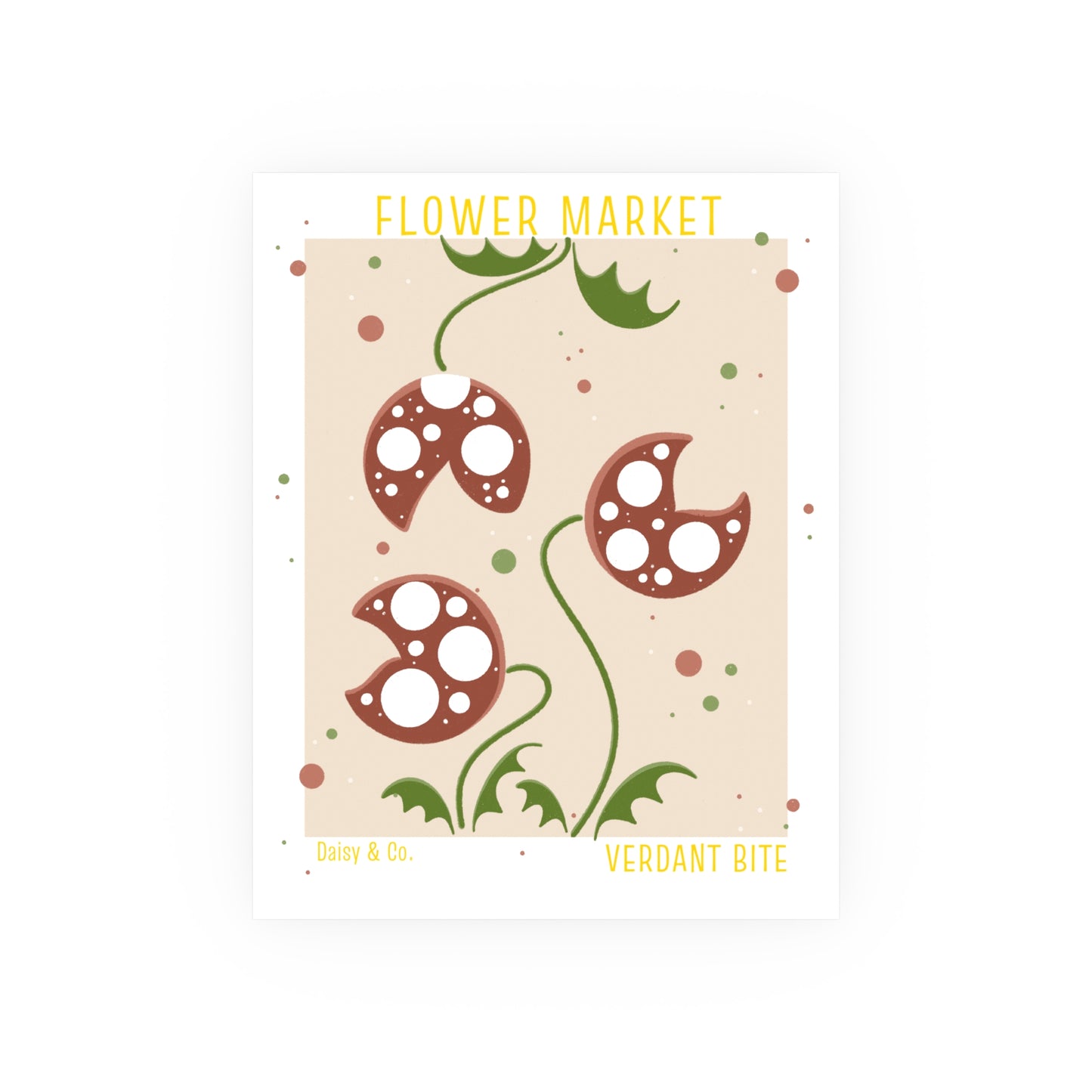 Daisy & Co. Flower Market Wall Art – Verdant Bite | Cozy Botanical Video Game Inspired Spring Wall Art