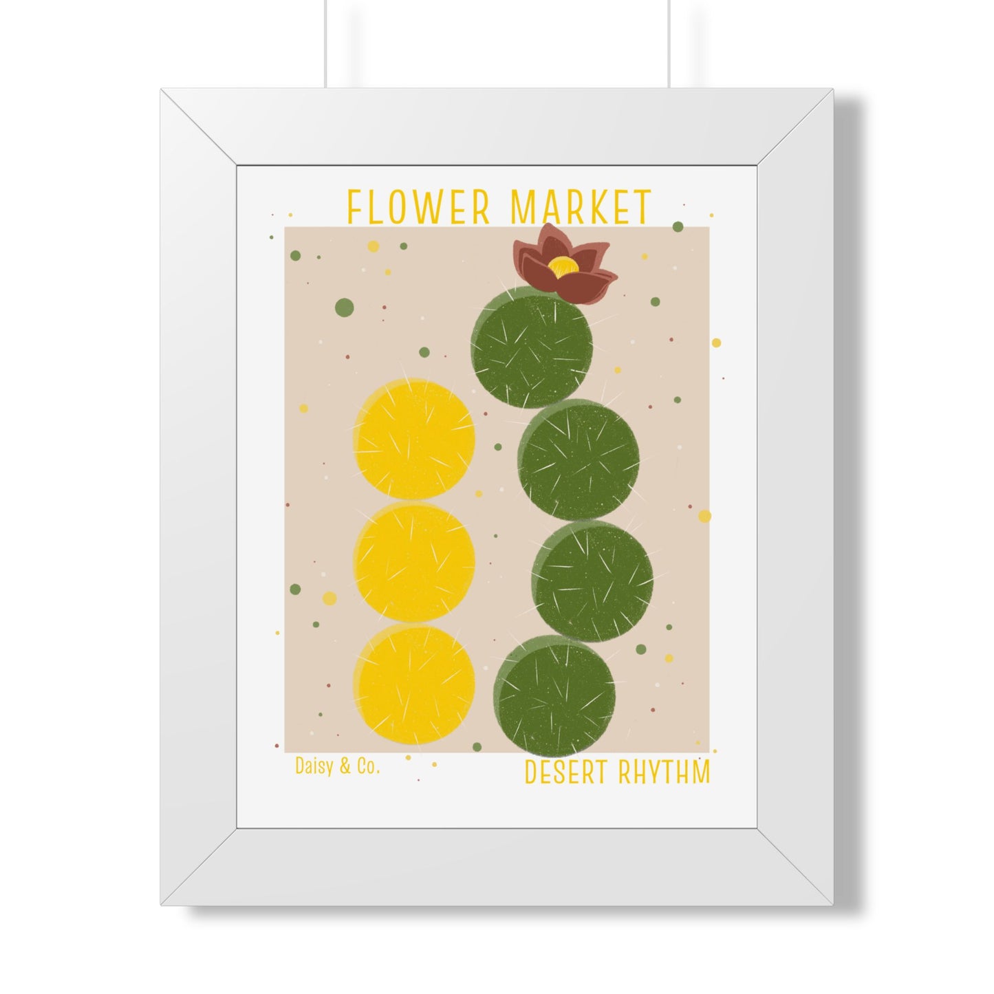 Daisy & Co. Flower Market Framed Wall Art – Desert Rhythm | Cozy Botanical Video Game Inspired Spring Wall Art