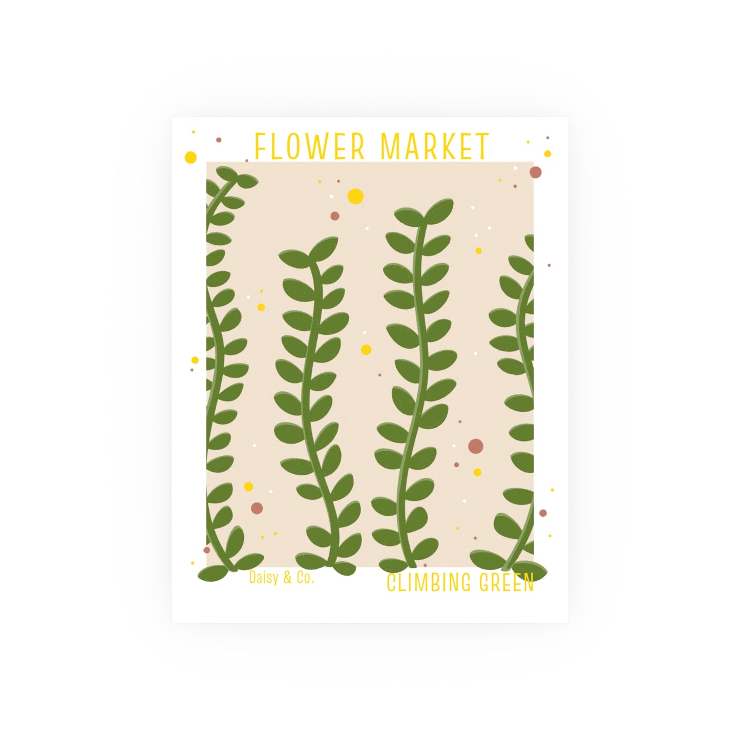 Daisy & Co. Flower Market Wall Art – Climbing Green | Cozy Botanical Video Game Inspired Spring Wall Art