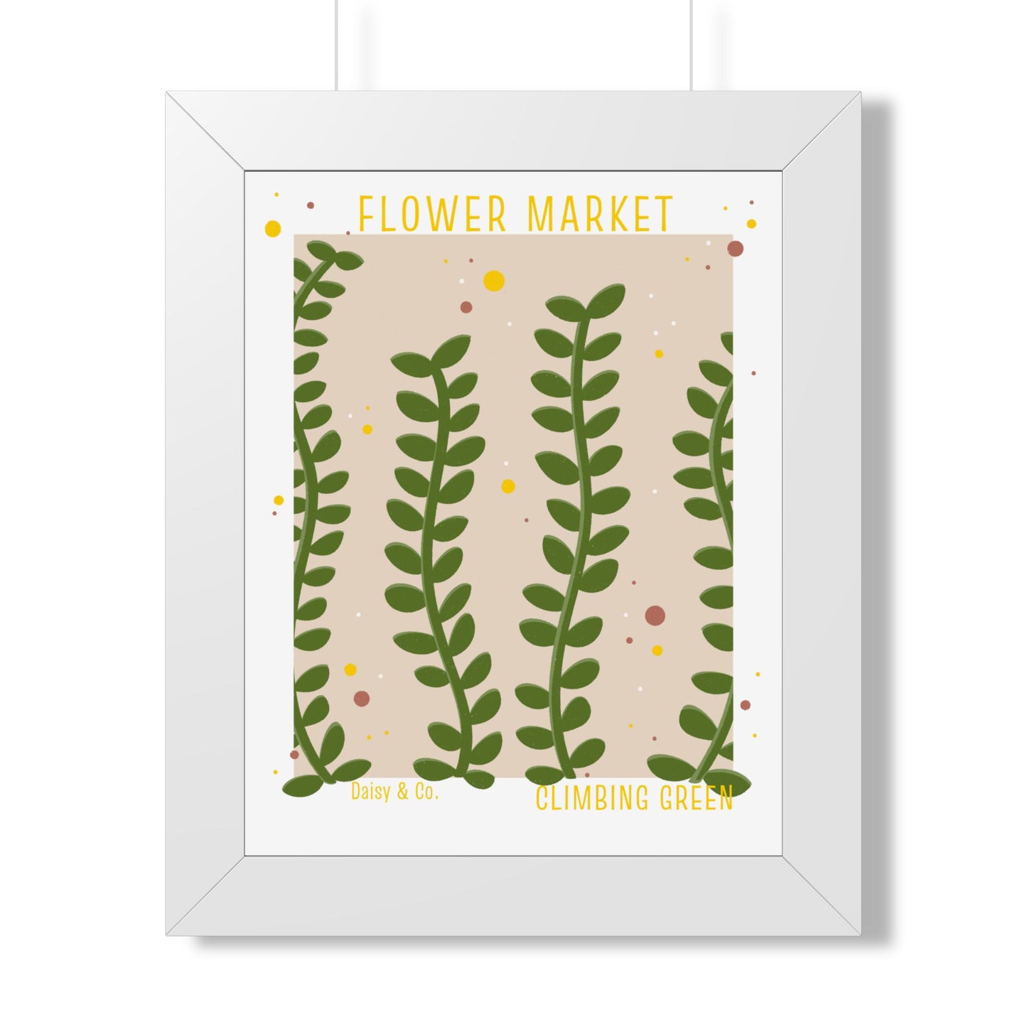 Daisy & Co. Flower Market Framed Wall Art – Climbing Green | Cozy Botanical Video Game Inspired Spring Wall Art