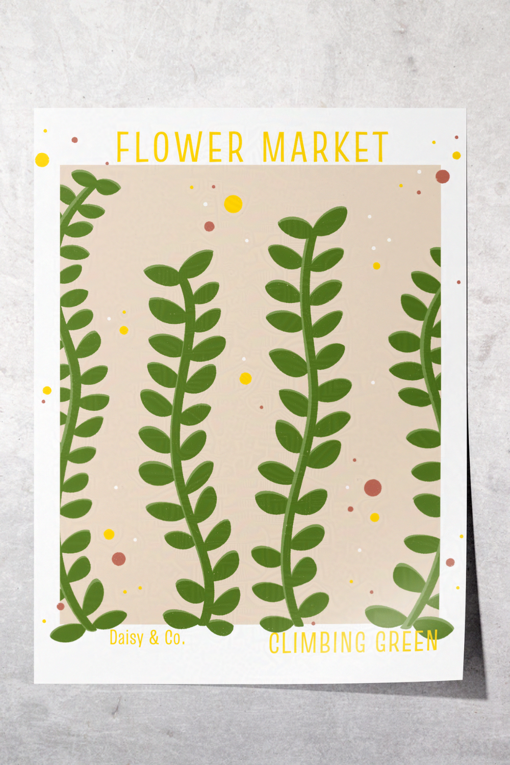Daisy & Co. Flower Market Wall Art – Climbing Green | Cozy Botanical Video Game Inspired Spring Wall Art