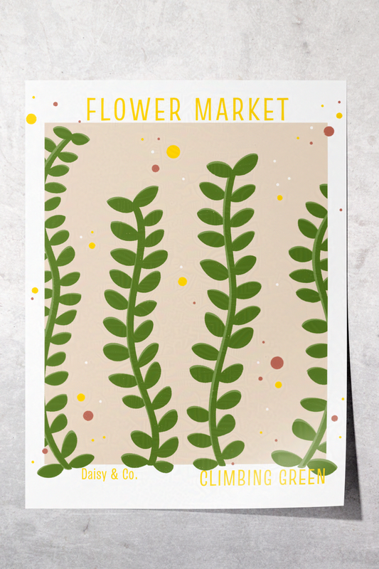 Daisy & Co. Flower Market Wall Art – Climbing Green | Cozy Botanical Video Game Inspired Spring Wall Art