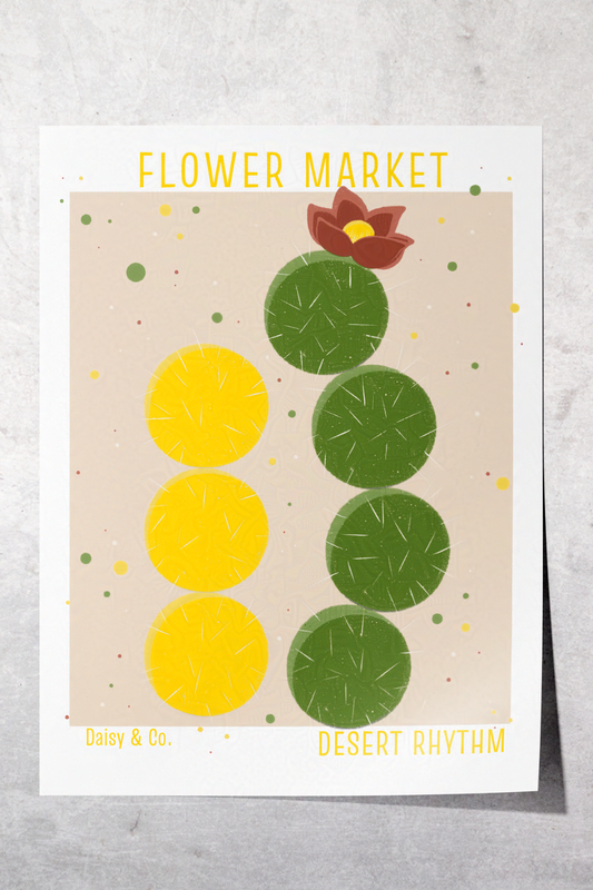 Daisy & Co. Flower Market Wall Art – Desert Rhythm | Cozy Botanical Video Game Inspired Spring Wall Art