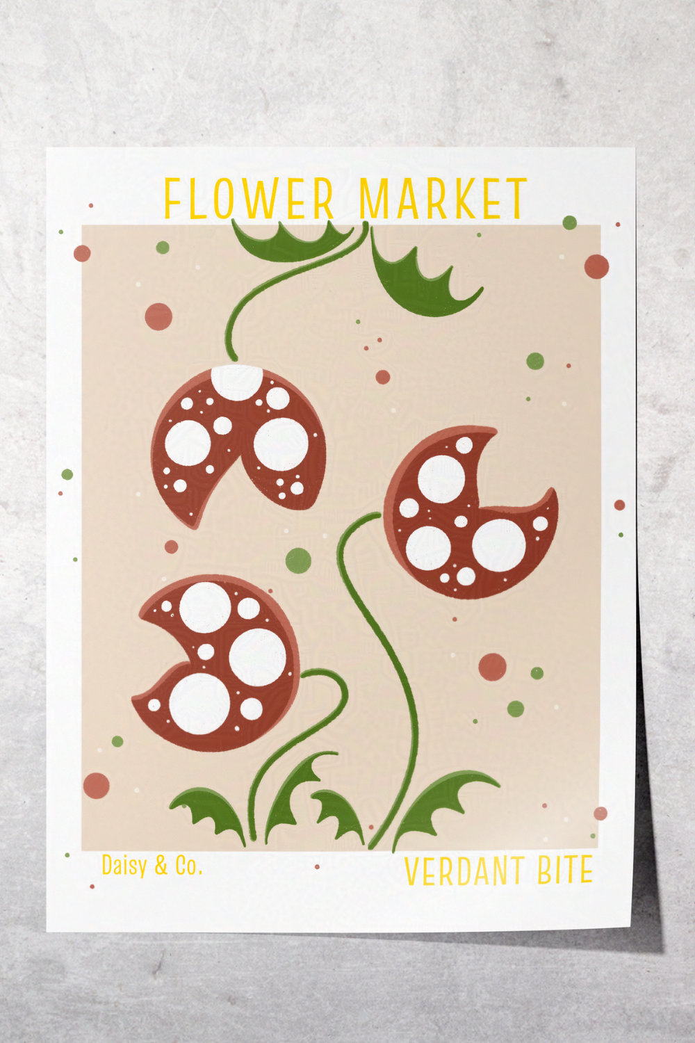 Daisy & Co. Flower Market Wall Art – Verdant Bite | Cozy Botanical Video Game Inspired Spring Wall Art